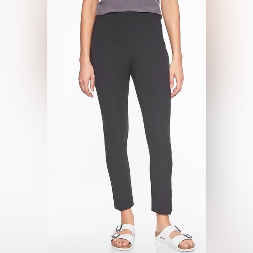 Athleta Wander Slim Pant Black Size 8 High Rise Dress Pants Slit Leg Ankle Pants